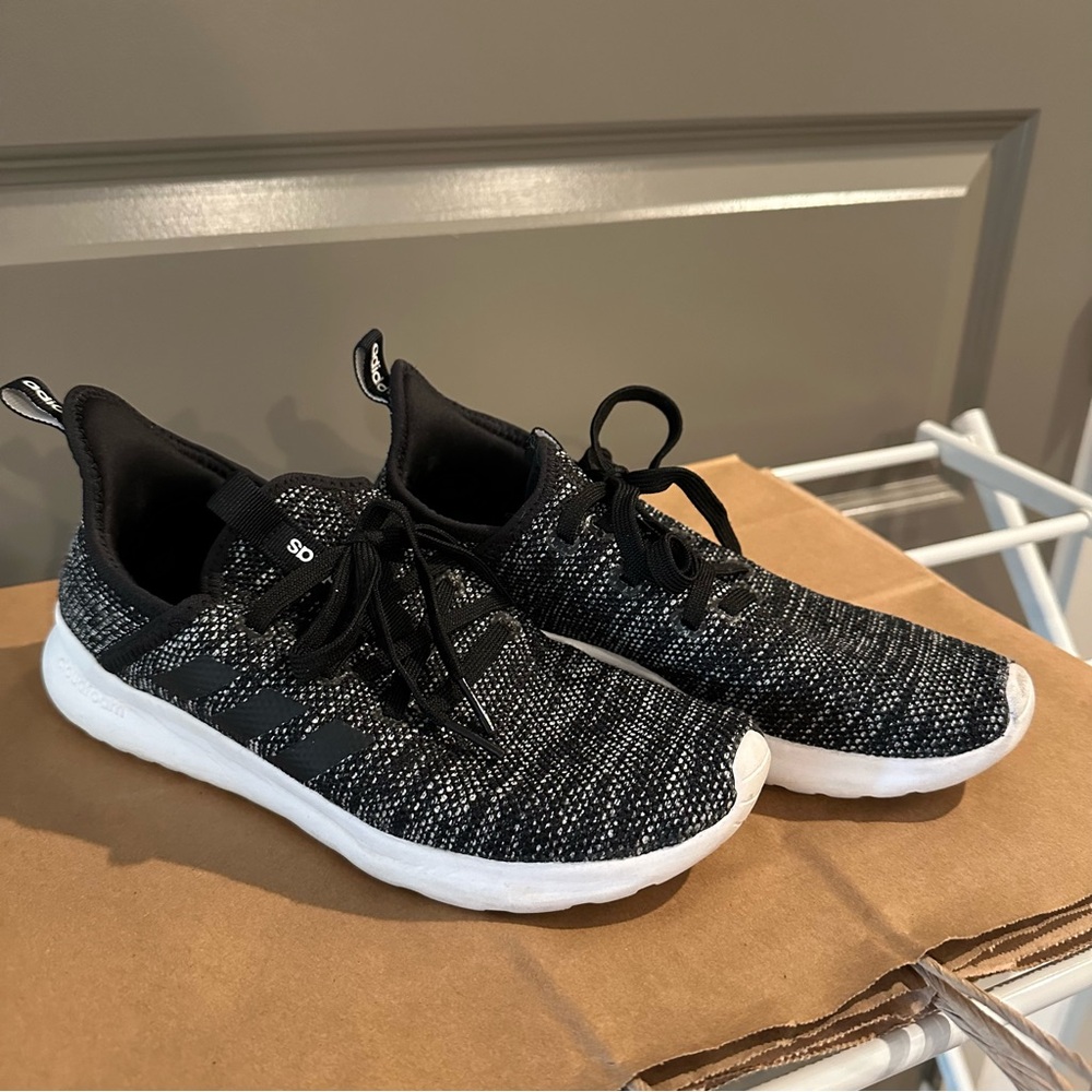 Black and White Adidas Cloudfoam Sneakers